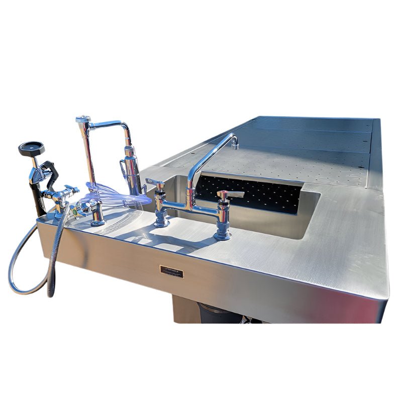 Optimize Comfort and Workflow with the AME 1035-8PAT Adjustable Autopsy Table - American Mortuary Coolers & Equipments