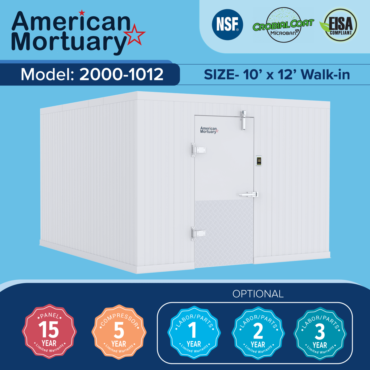 10x12 Walk - In Mortuary Cooler – Model 2000 - 1012 - American Mortuary Coolers & Equipments