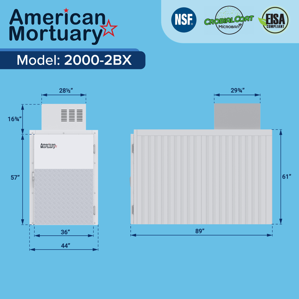 2 Body Extra Wide Roll - In Mortuary Cooler – USA Made - American Mortuary Coolers & Equipments