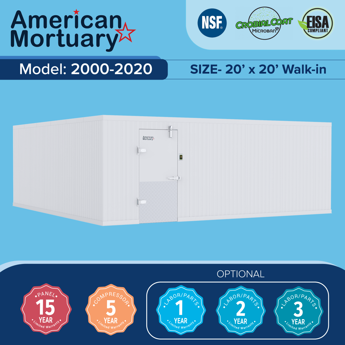 20x20 Walk-In Mortuary Refrigerator – Model 2000-2020 | Mortuary