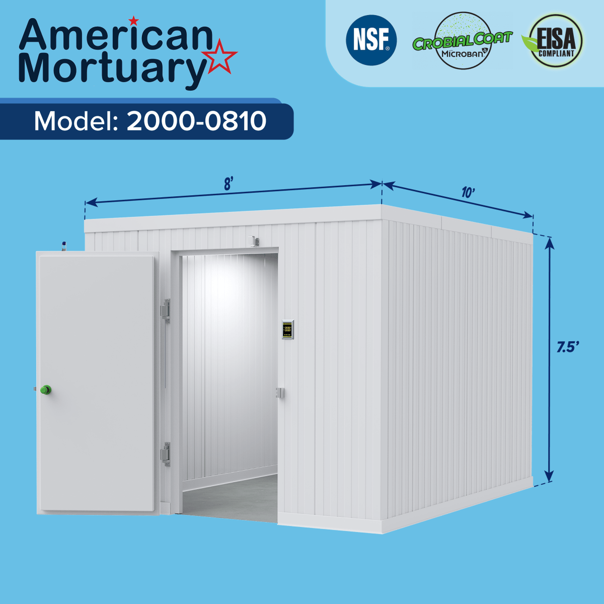 ❄️ 8x10 Walk - In Mortuary Cooler – Model 2000 - 0810 - American Mortuary Coolers & Equipments