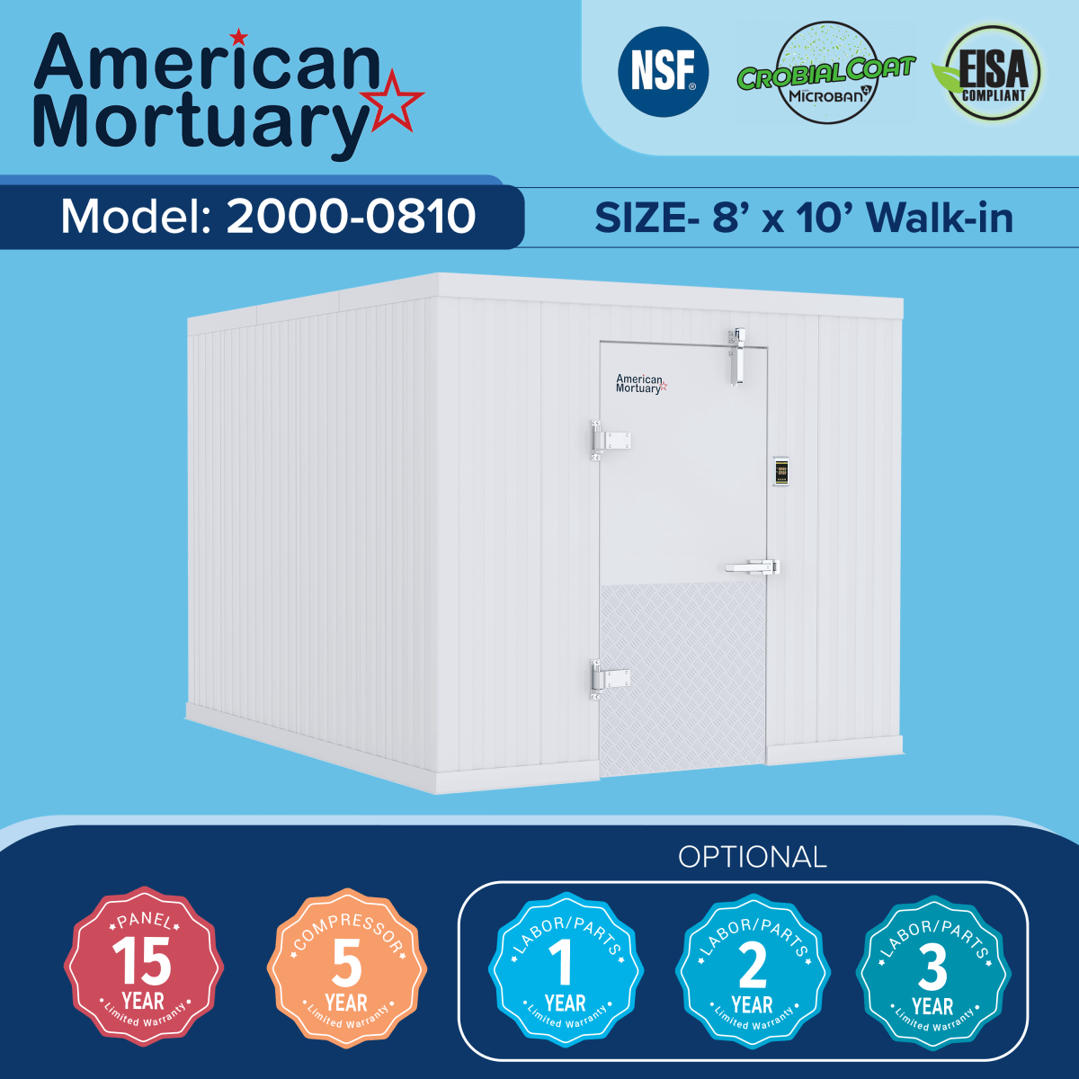 ❄️ 8x10 Walk - In Mortuary Cooler – Model 2000 - 0810 - American Mortuary Coolers & Equipments
