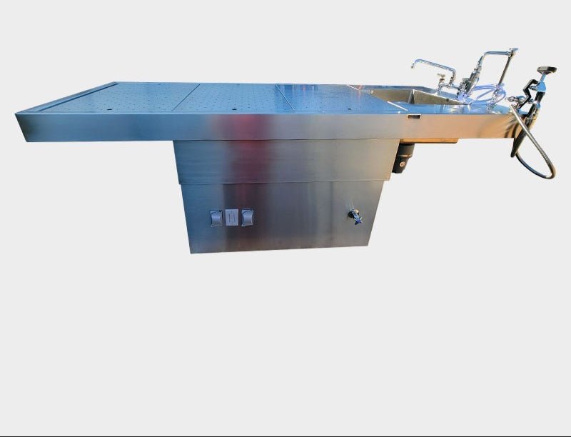 Adjustable Height Pedestal Autopsy Table – 1035 - 8PAT - American Mortuary Coolers & Equipments