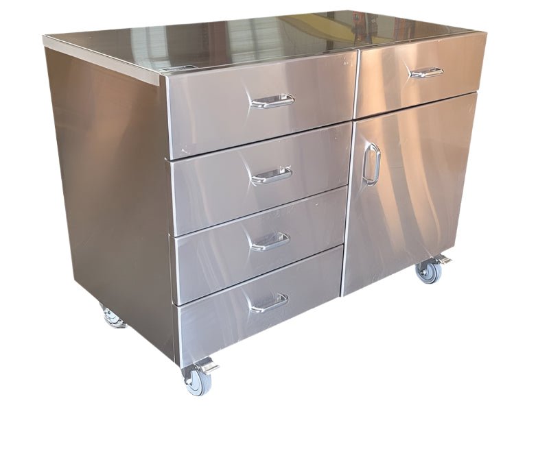 Rolling Cabinet with Drawers and Door - 1034 - 5WC - American Mortuary Coolers & Equipments