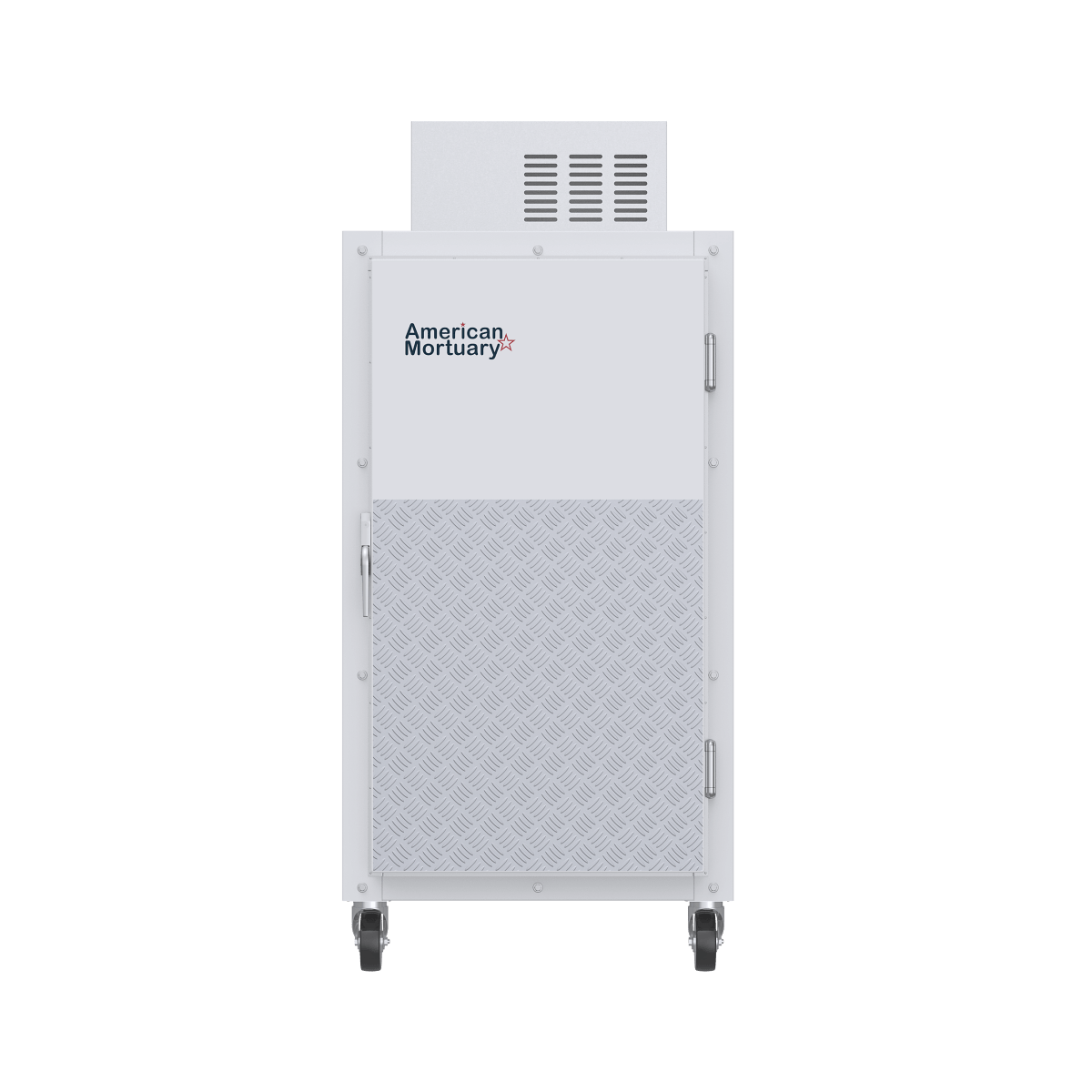 “Upright mortuary cooler with stainless steel construction and multi-body storage design by American Mortuary Coolers — engineered for funeral homes, morgues, and medical examiners.”
