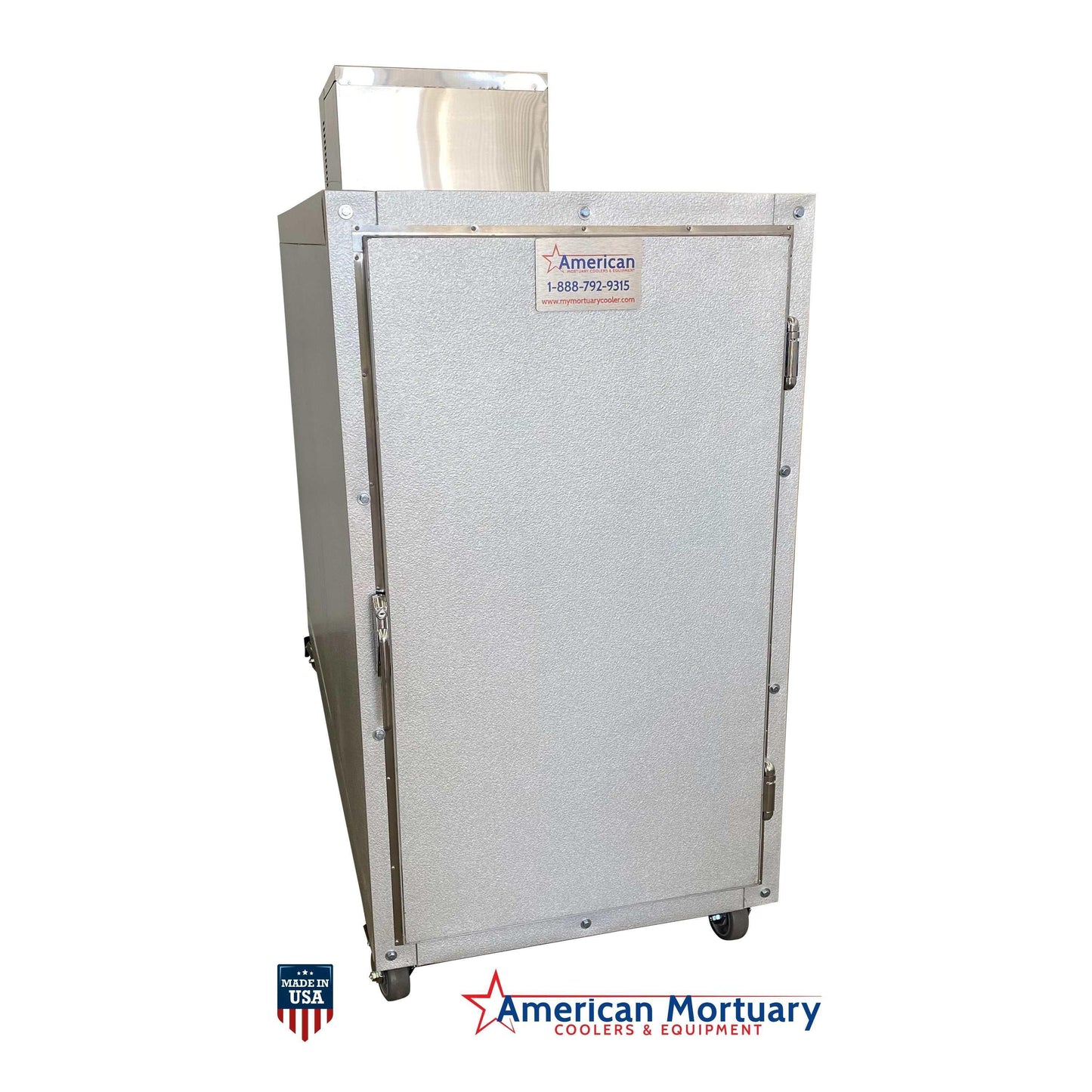 3 Body Mortuary Cooler AMC Model #3B with Interior Rolling Rack - American Mortuary Coolers Powered by Funeral Source One Supply Company