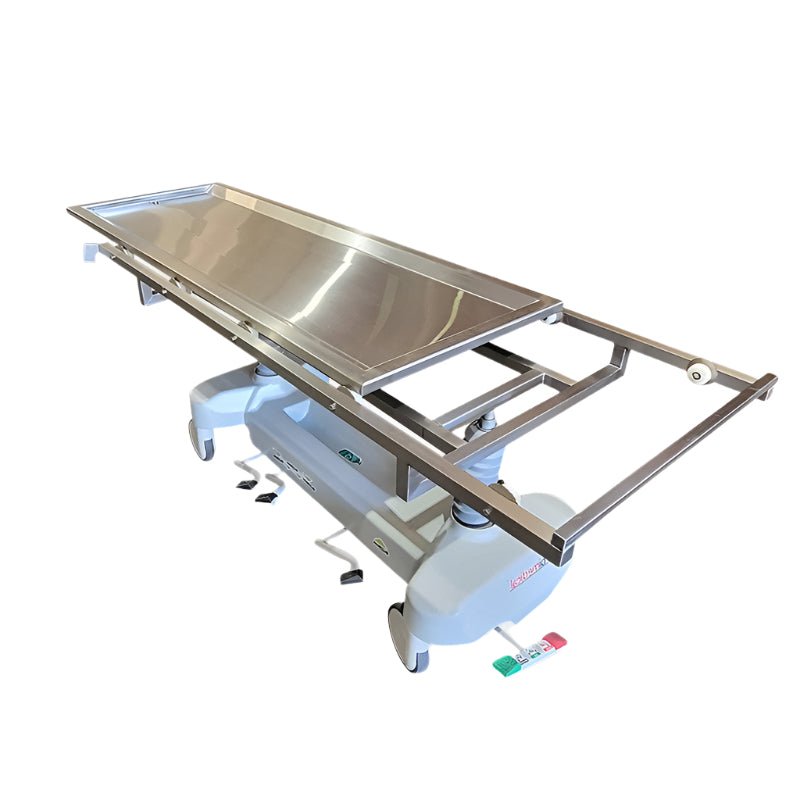Hydraulic embalming table stainless steel with adjustable lift system