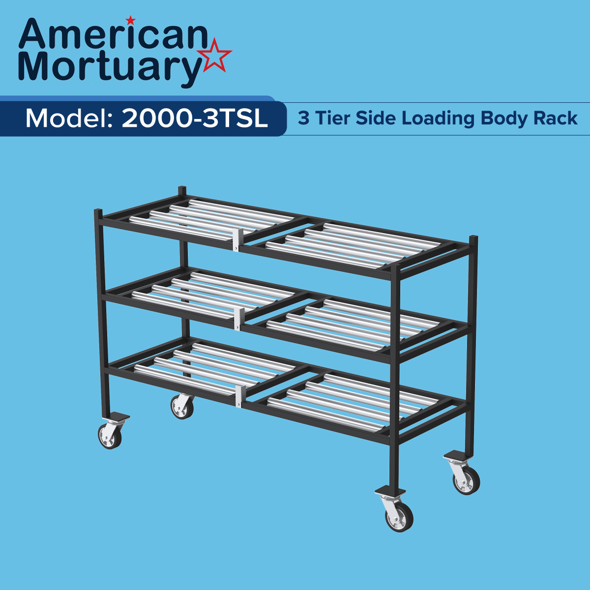 3 Tier Side Loading Mortuary Rack | Model 2000-03TSL | USA Made ...