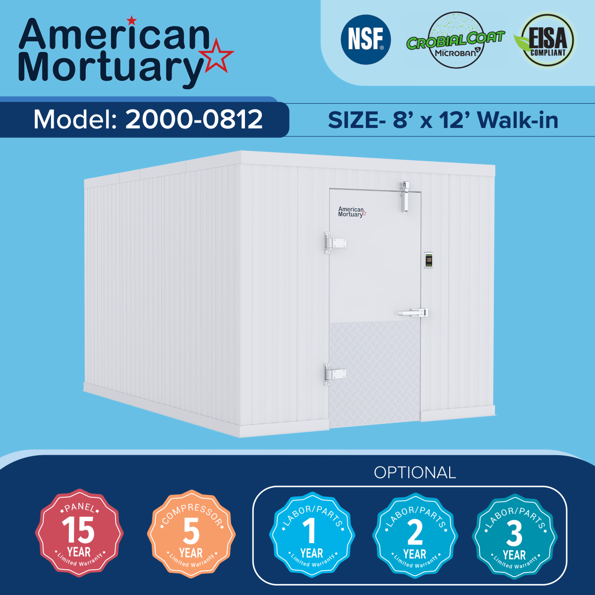 ❄️ 8x12 Walk - In Mortuary Cooler – Model 2000 - 0812 - American Mortuary Coolers & Equipments