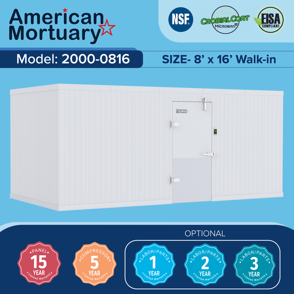 ❄️ 8x16 Walk - In Mortuary Cooler – Model 2000 - 0816 - American Mortuary Coolers & Equipments