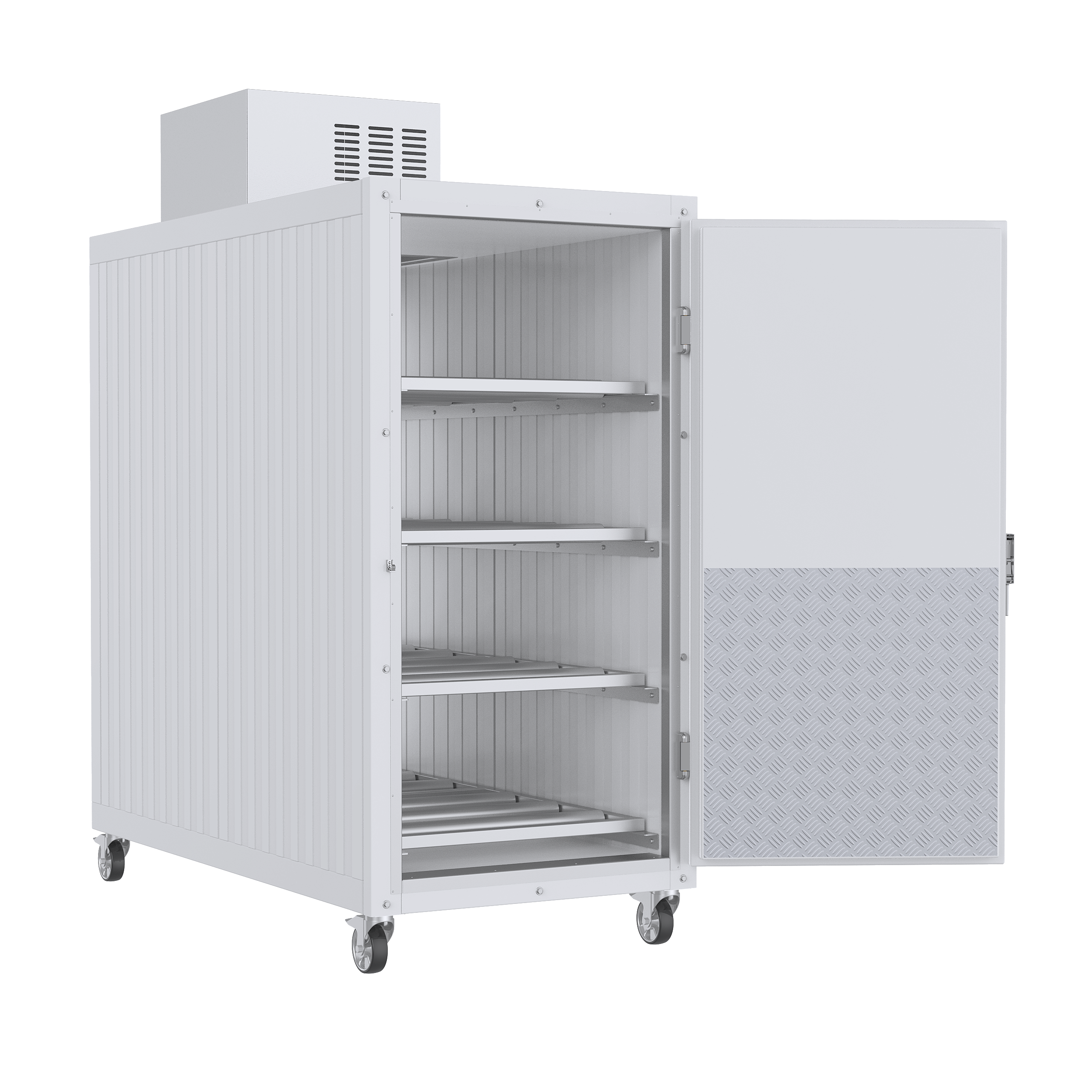 4-body upright mortuary cooler with stainless steel construction