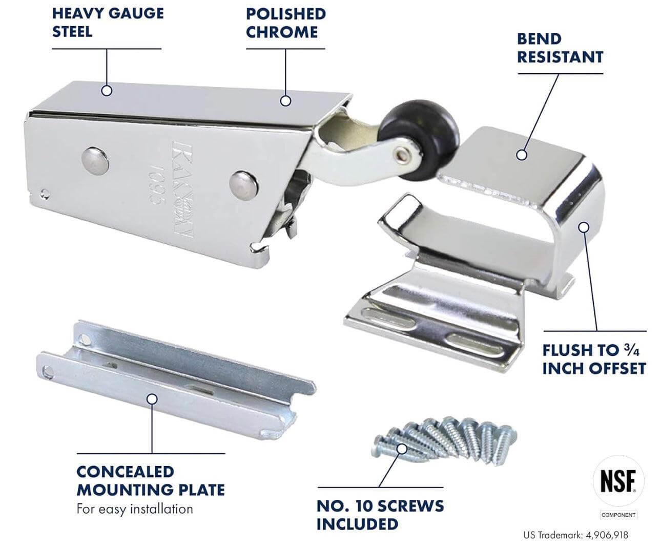 Kason 1095 Spring Action Door Closer and Adjustable Wide-Hook, Flush to 3/4 Inch Offset (Sold Individually)