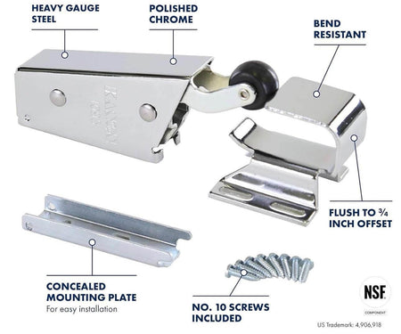 Kason 1095 Spring Action Door Closer and Adjustable Wide-Hook, Flush to 3/4 Inch Offset (Sold Individually)