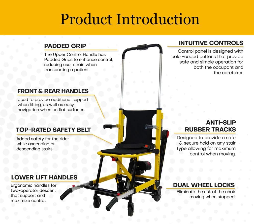 Durable wheels and track system of the MS-SC-P-Y-3080 stair chair for safe stair ascent and descent