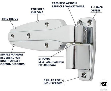 Kason 1245 Reversible Cam-Rise Hinge, 1 to 1/4 Inch Offset (Sold individually)