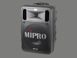 Portable 145-Watt wireless PA system with Bluetooth and microphone.