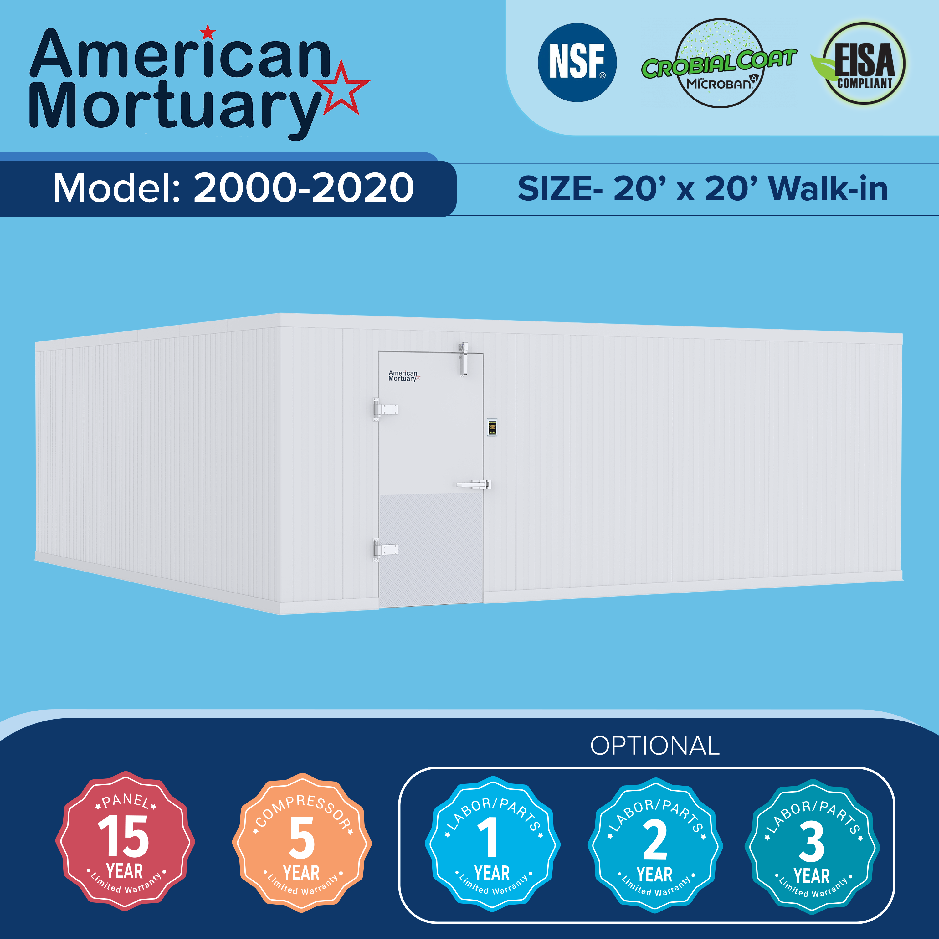 20x20 Walk-In Mortuary Refrigerator – Model 2000-2020
