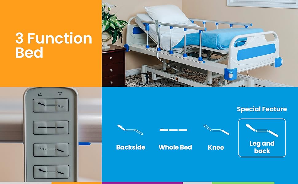 Full Electric Hospital Bed with LINAK, Locking Casters, USA Mattress & Sheets - American Mortuary Coolers & Equipments