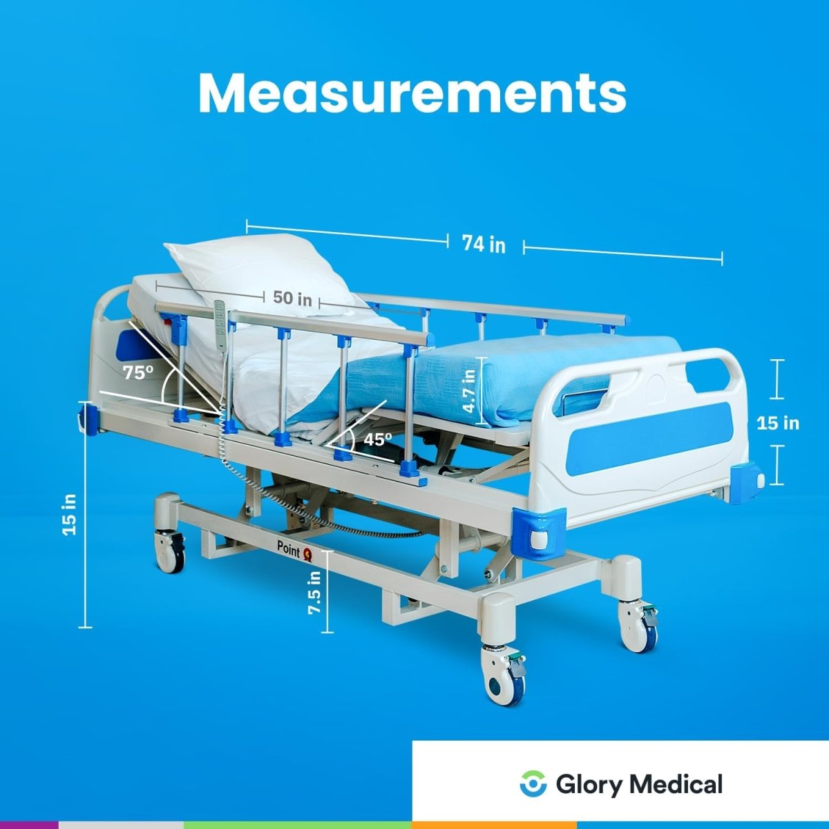 Full Electric Hospital Bed with LINAK, Locking Casters, USA Mattress & Sheets - American Mortuary Coolers & Equipments