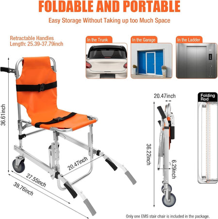 MS - MSC - 1 - O Foldable Emergency Stair Climbing Wheelchair | Patient Transport - American Mortuary Coolers & Equipments