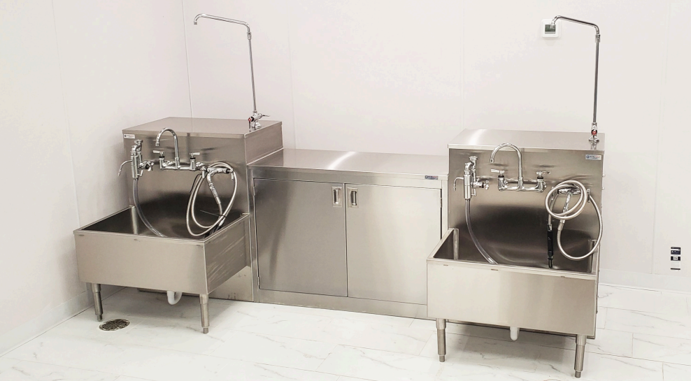 "Professional stainless-steel embalming stations for funeral homes and mortuary facilities"
