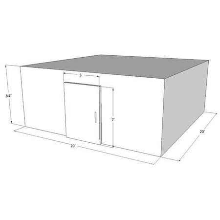 Photo of a 20x20 walk-in cadaver storage unit, highlighting its large capacity for up to 60 bodies.