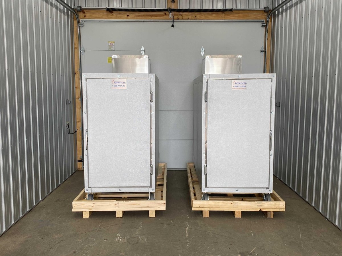 3 Body Mortuary Cooler AMC Model 3B with Interior Rolling Rack - American Mortuary Coolers & Equipments