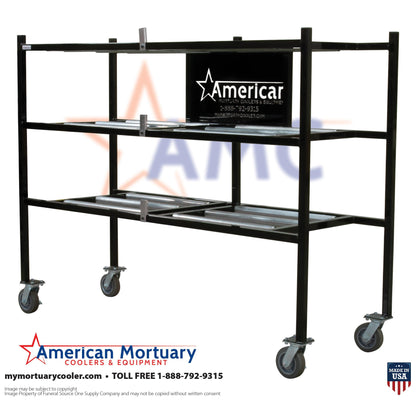 3-Tier Side Loading American Mortuary Rack Model 3TSL - American Mortuary Coolers Powered by Funeral Source One Supply Company 