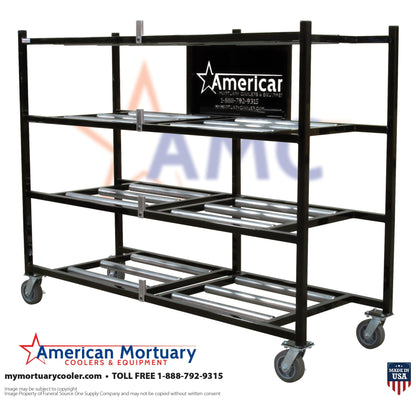 Affordable 4-Tier Side Loading Mortuary Roller Rack | Mortuary Cooler Storage - American Mortuary Coolers Powered by Funeral Source One Supply Company 