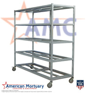 5 - Tier Side Loading Mortuary Roller Rack – Heavy - Duty, Low Profile - American Mortuary Coolers & Equipments