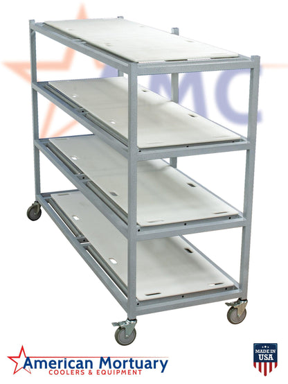 Affordable 4-Tier Side Loading Mortuary Roller Rack | Mortuary Cooler Storage - American Mortuary Coolers Powered by Funeral Source One Supply Company 