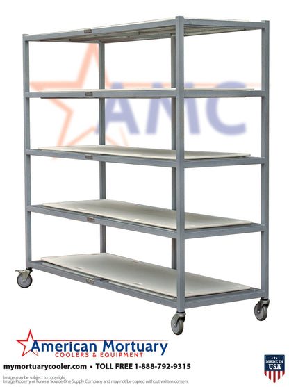 5 Tier American Mortuary Coolers Side Loading Mortuary Roller Rack - American Mortuary Coolers Powered by Funeral Source One Supply Company 