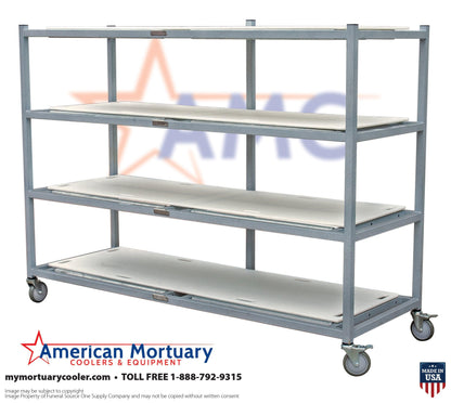 Affordable 4-Tier Side Loading Mortuary Roller Rack | Mortuary Cooler Storage - American Mortuary Coolers Powered by Funeral Source One Supply Company 