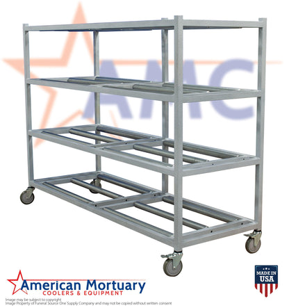 Affordable 4-Tier Side Loading Mortuary Roller Rack | Mortuary Cooler Storage - American Mortuary Coolers Powered by Funeral Source One Supply Company 