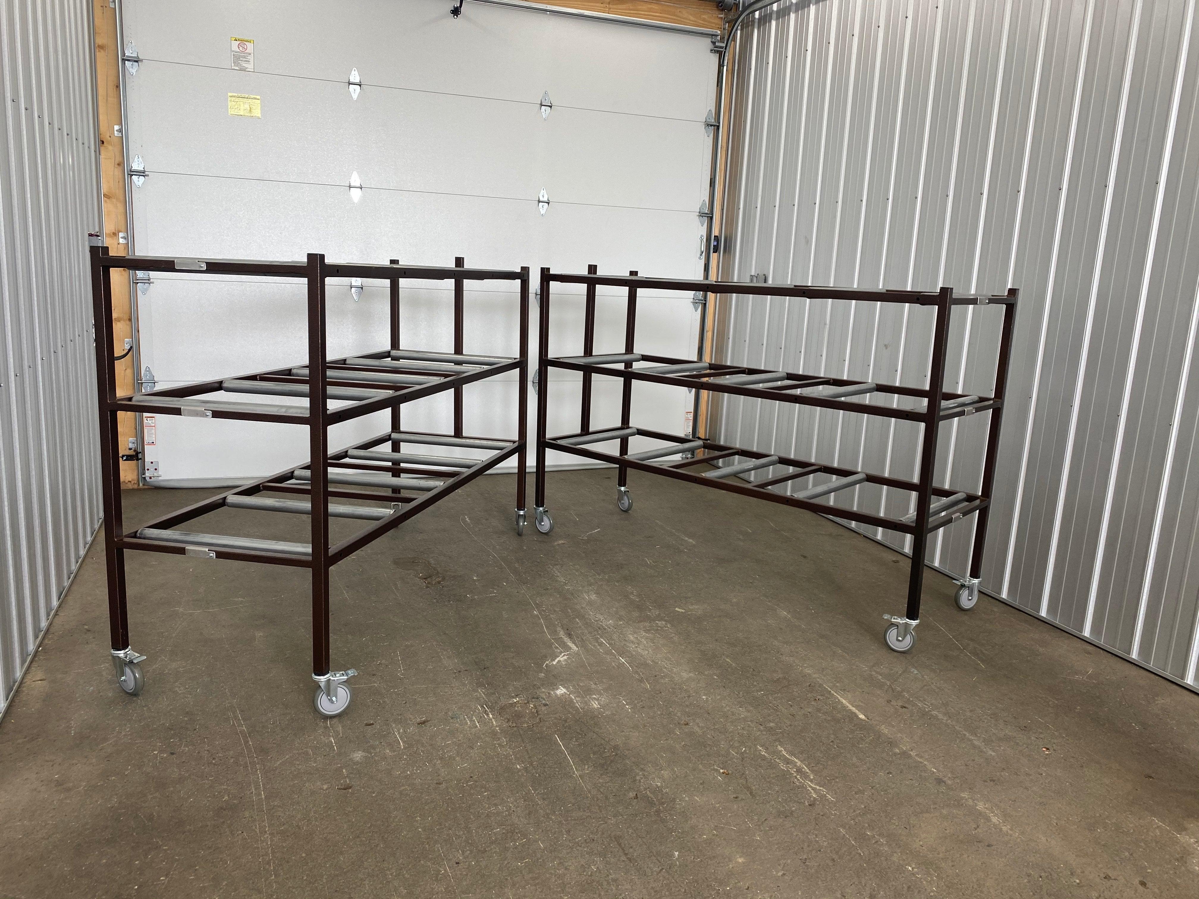 3 Tier End Loading Mortuary Roller Rack Model # AMC 3TEL - American Mortuary Coolers Powered by Funeral Source One Supply Company 