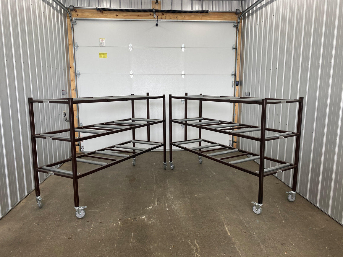 3 Tier End Loading Mortuary Roller Rack Model # AMC 3TEL - American Mortuary Coolers Powered by Funeral Source One Supply Company 
