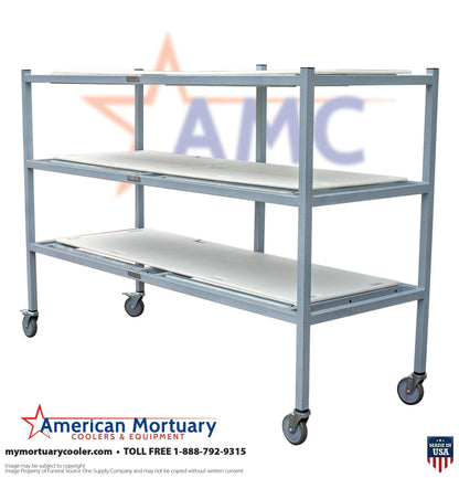 3-Tier Side Loading American Mortuary Rack Model 3TSL - American Mortuary Coolers Powered by Funeral Source One Supply Company 