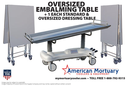 Budget-Friendly Embalming & Dressing Table Combo | American Mortuary - American Mortuary Coolers Powered by Funeral Source One Supply Company 