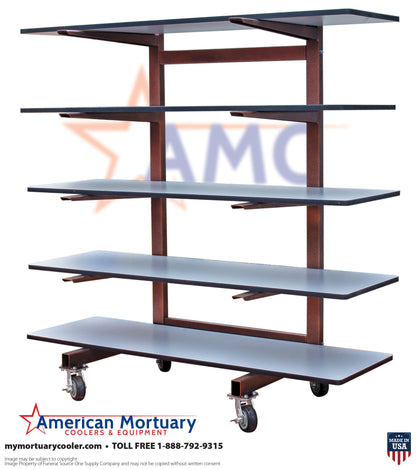 Premium 5-Tier Cantilever Mortuary Rack Model#5T-C Quick Deploy - American Mortuary Coolers Powered by Funeral Source One Supply Company 