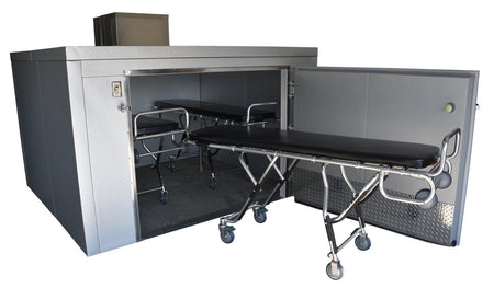 American Mortuary TR3 Triple Cot Roll - In Mortuary Cooler | 100% American - Made Body Storage | Plug & Play with 115V Power | Durable and Reliable - American Mortuary Coolers & Equipments