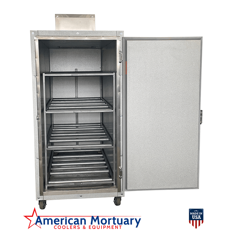 Heavy - Duty 4 Body Upright Mortuary Cooler | Refrigerated Morgue Unit for County Facilities & Funeral Homes – USA Made - American Mortuary Coolers & Equipments