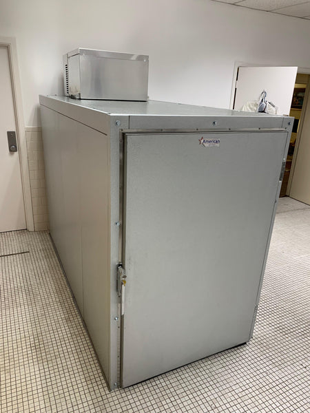 Photo of an oversized cadaver storage cooler, designed for water cremation and aquamation processes.