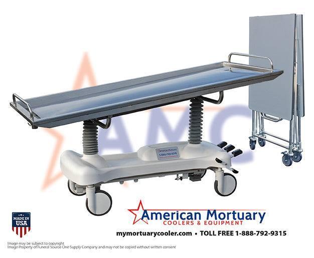 Premium American - Made Hydraulic Embalming Table & Folding Dressing Table Bundle | Oversized Stainless Steel, Easy - Clean, No Assembly Required - American Mortuary Coolers & Equipments